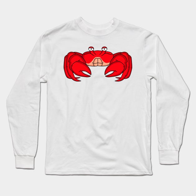 Cute red crab cartoon illustration Long Sleeve T-Shirt by Cartoons of fun